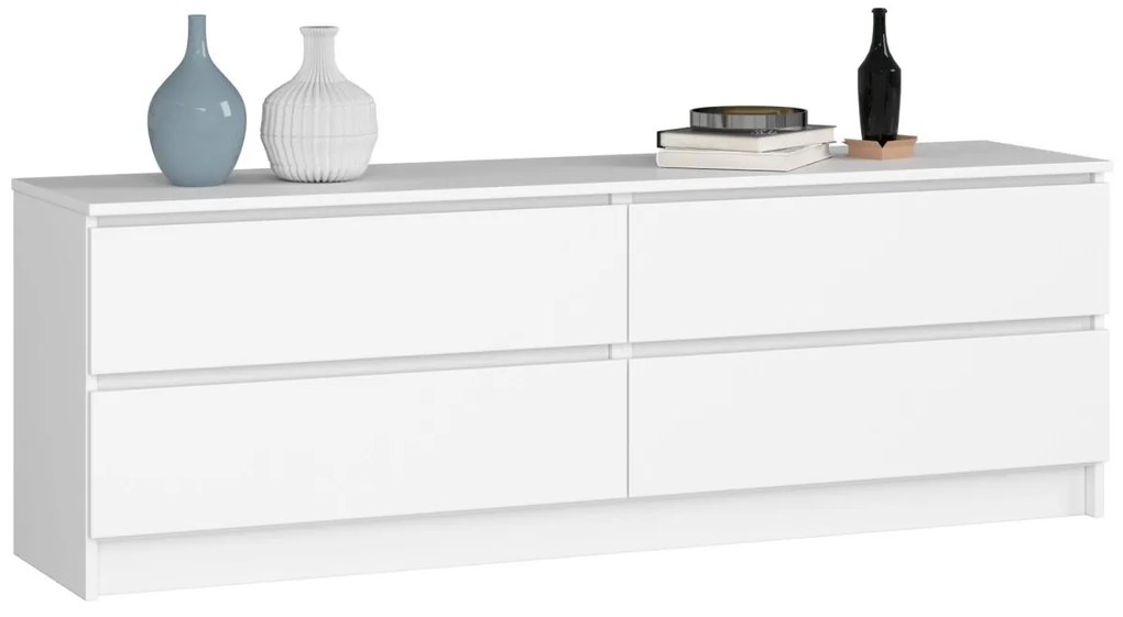 KOMODA Kuba 160 cm - 4 zásuvky - biela