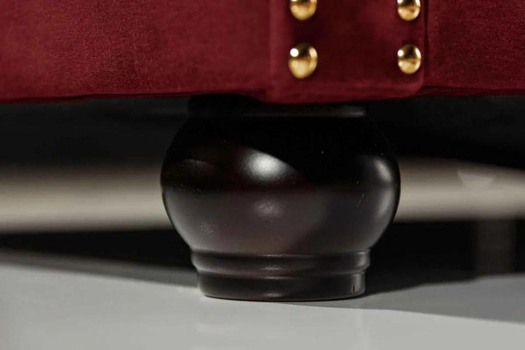 Dizajnová trojsedačka Chesterfield 205 cm červený zamat