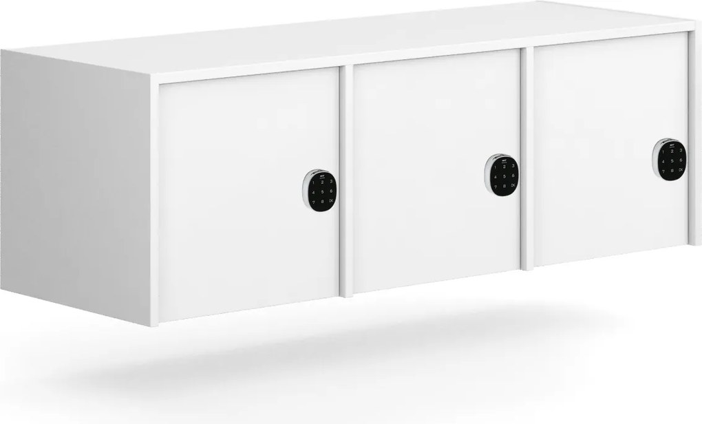 Nadstavba pre skrine FRAME, 3x dvere, 1299 x 450 x 427 mm, kódový zámok, biela