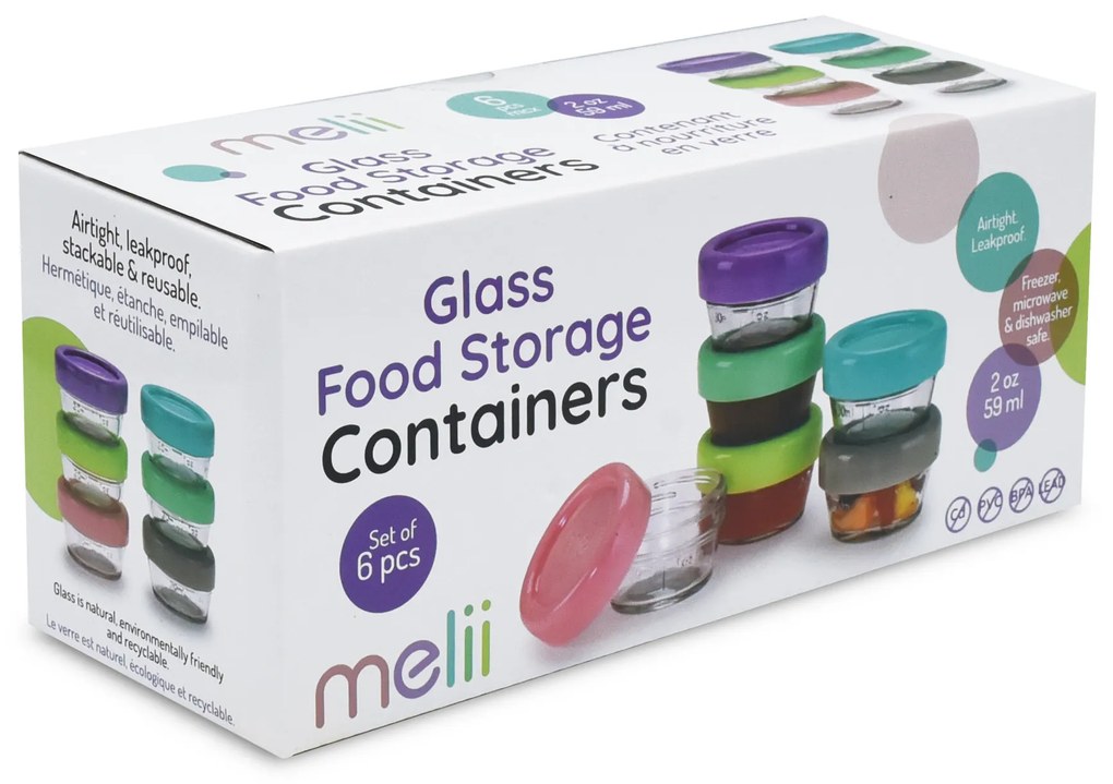 Sklenené dózičky na potraviny 59 ml - 6 ks