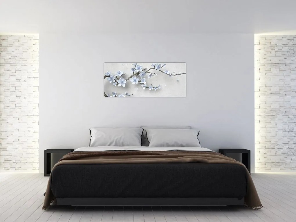 Obraz modrých kvetov (120x50 cm)