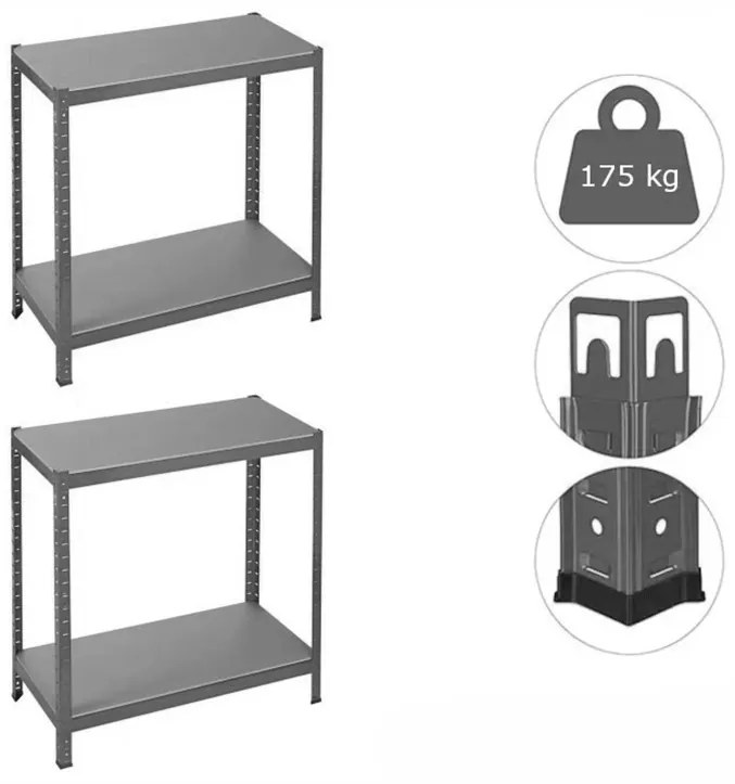 MEGA HIT: Regál 1500x700x300 mm lakovaný 4-policový, nosnosť 700 kg - ČIERNY