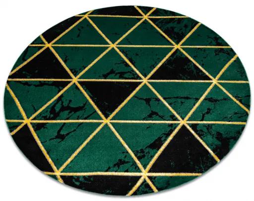 Koberec okrúhly EMERALD exkluzív 1020 glamour, mramor, trojuholníky zeleno / zlatý