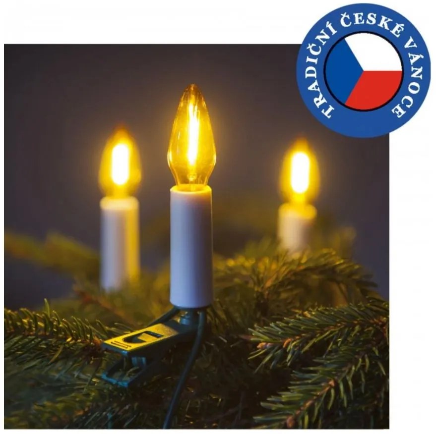 EXIHAND Vianočná reťaz s klipom FELICIA, 16 žiaroviek, žlté svetlo, 10,5m