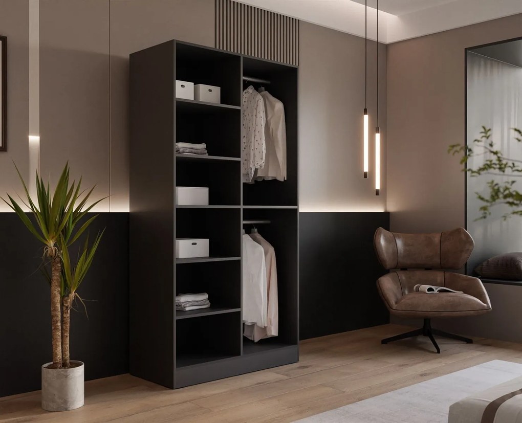 DVOJDVEROVÁ ŠATNÍKOVÁ SKRIŇA AMADEO 100 cm ČIERNO ŠEDÁ