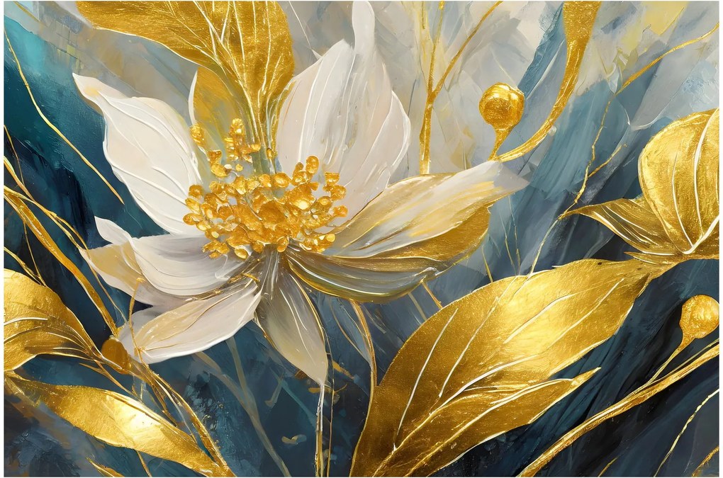 Obraz - Maľba zlatých kvetov (90x60 cm)