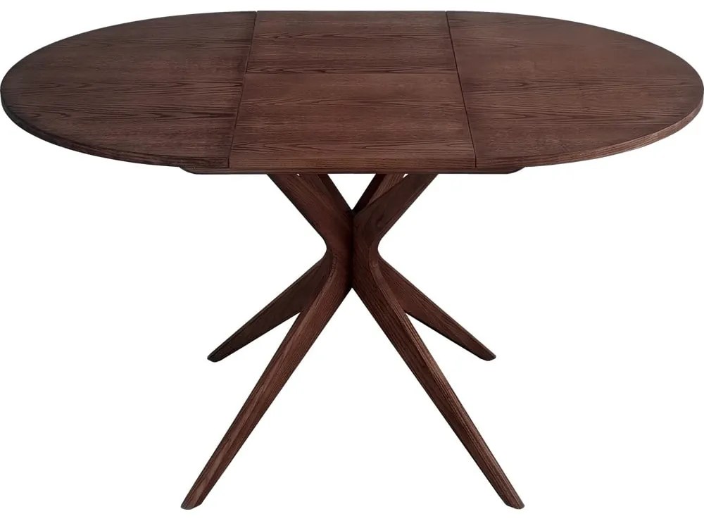 Okrúhly rozkladací jedálenský stôl s prídavnou doskou v dekore orecha ø 90 cm Jubi – Ragaba