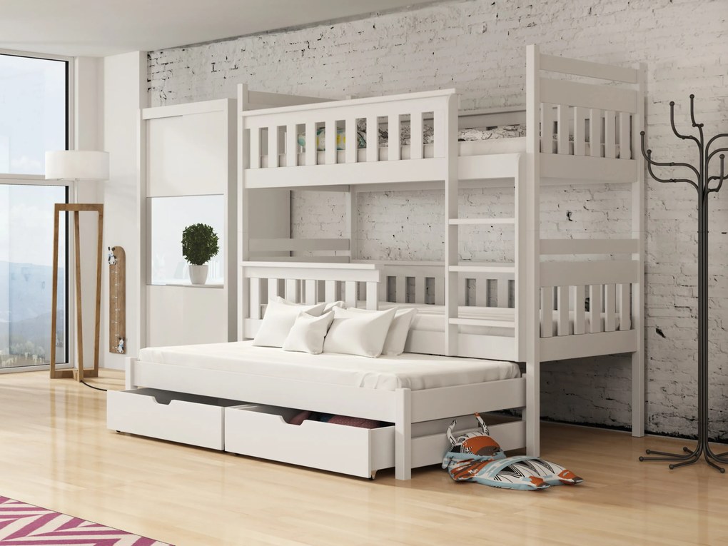 Detská posteľ 90 x 190 cm KARLA (s roštom a úl. priestorom) (biela). Akcia -20%. Vlastná spoľahlivá doprava až k Vám domov. 1013257