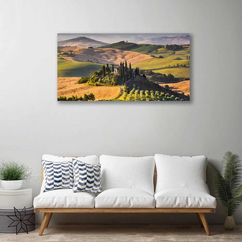Obraz Canvas Príroda vrchoviny lúky domček 120x60 cm