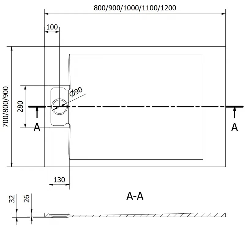 Mexen Otto, SMC obdĺžniková sprchová vanička 120 x 90 cm, čierna, 4N709012