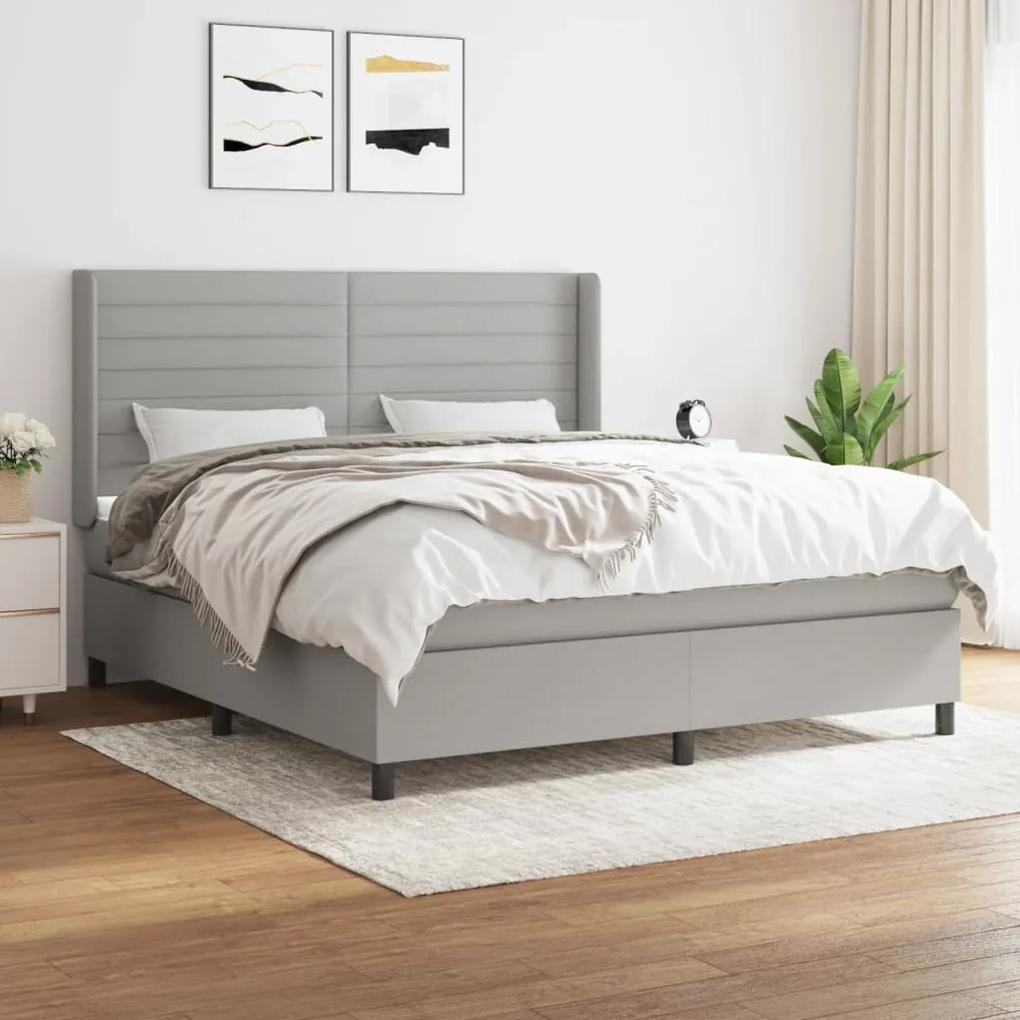 Boxspring posteľ s matracom bledosivá 180x200 cm látka 3131529