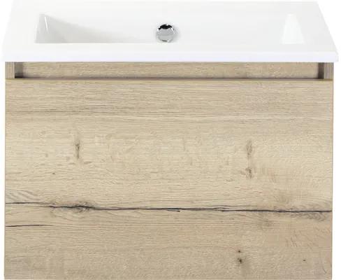 Kúpeľňový nábytkový set Sanox Frozen farba čela dub prírodný ŠxVxH 61 x 42 x 46 cm s keramickým umývadlom bez otvoru na kohút