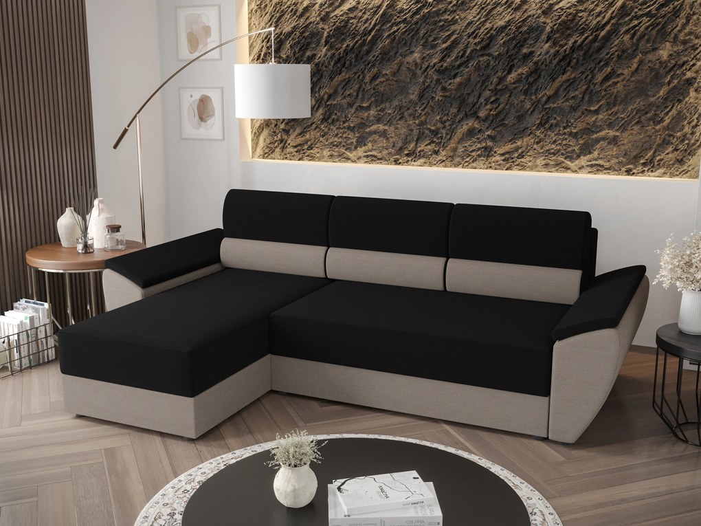 Rohová sedacia súprava Radiant L2 (čierna + sivá) (L). Akcia -20%. Vlastná spoľahlivá doprava až k Vám domov. 1062220