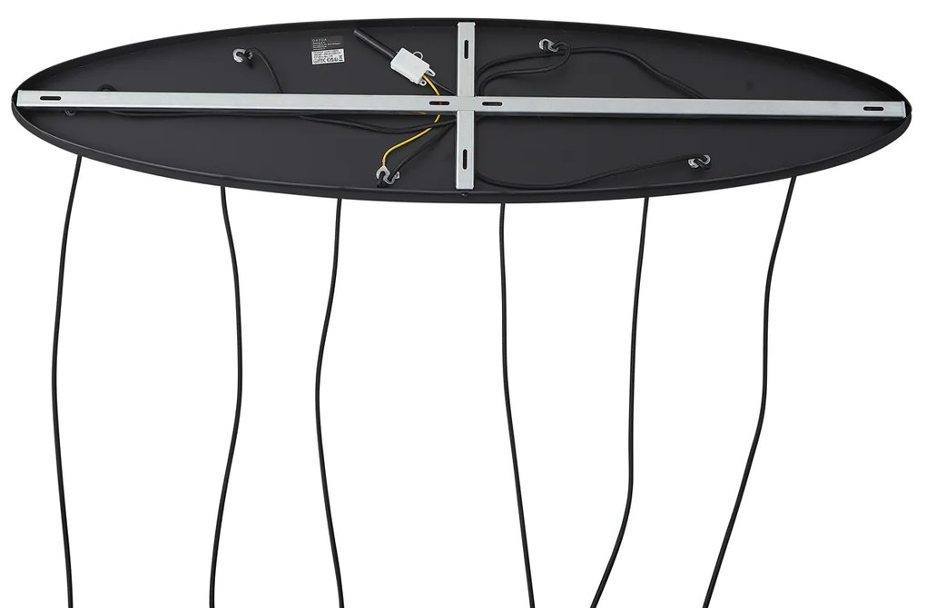 Závesná lampa čierna s jantárovým, dymovým a čírym sklom 6-svetiel - Elena