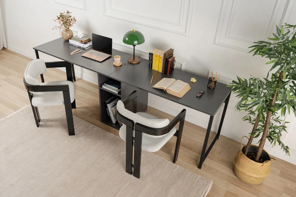 Kancelářská sestava pro 2 osoby TWIN antracitová