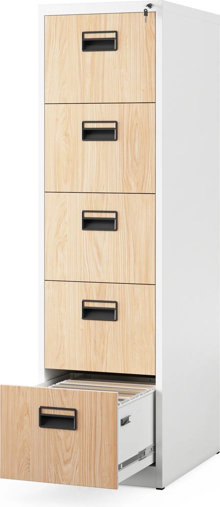 Kovová kartotéková skriňa s 5 zásuvkami, biela/dub Sonoma, 460x1625.5x620 mm: SARA Eco Design