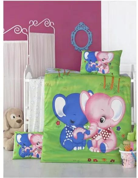 Set bavlnenej detskej obliečky s plachtou Elephants, 100 × 150 cm