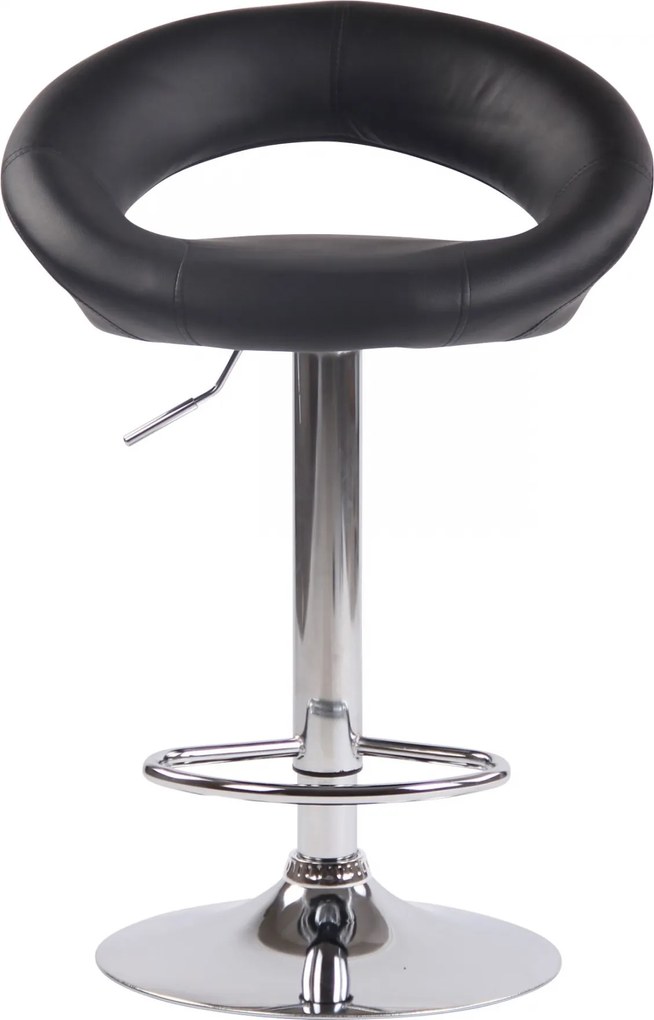 Barová stolička Olinda - koženka, chróm rám - čierna