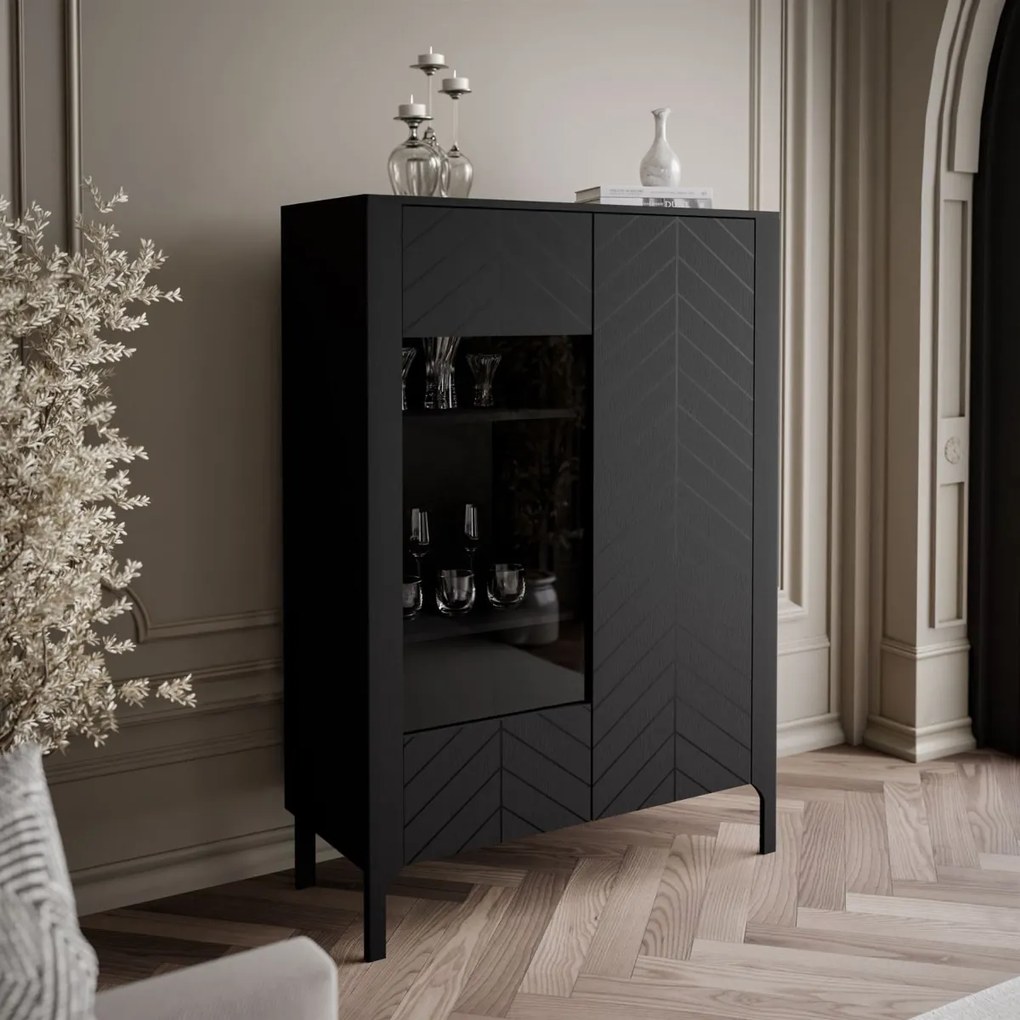 DVOJDVEROVÁ PRESKLENÁ VITRÍNA SALOME ČIERNA 103 cm