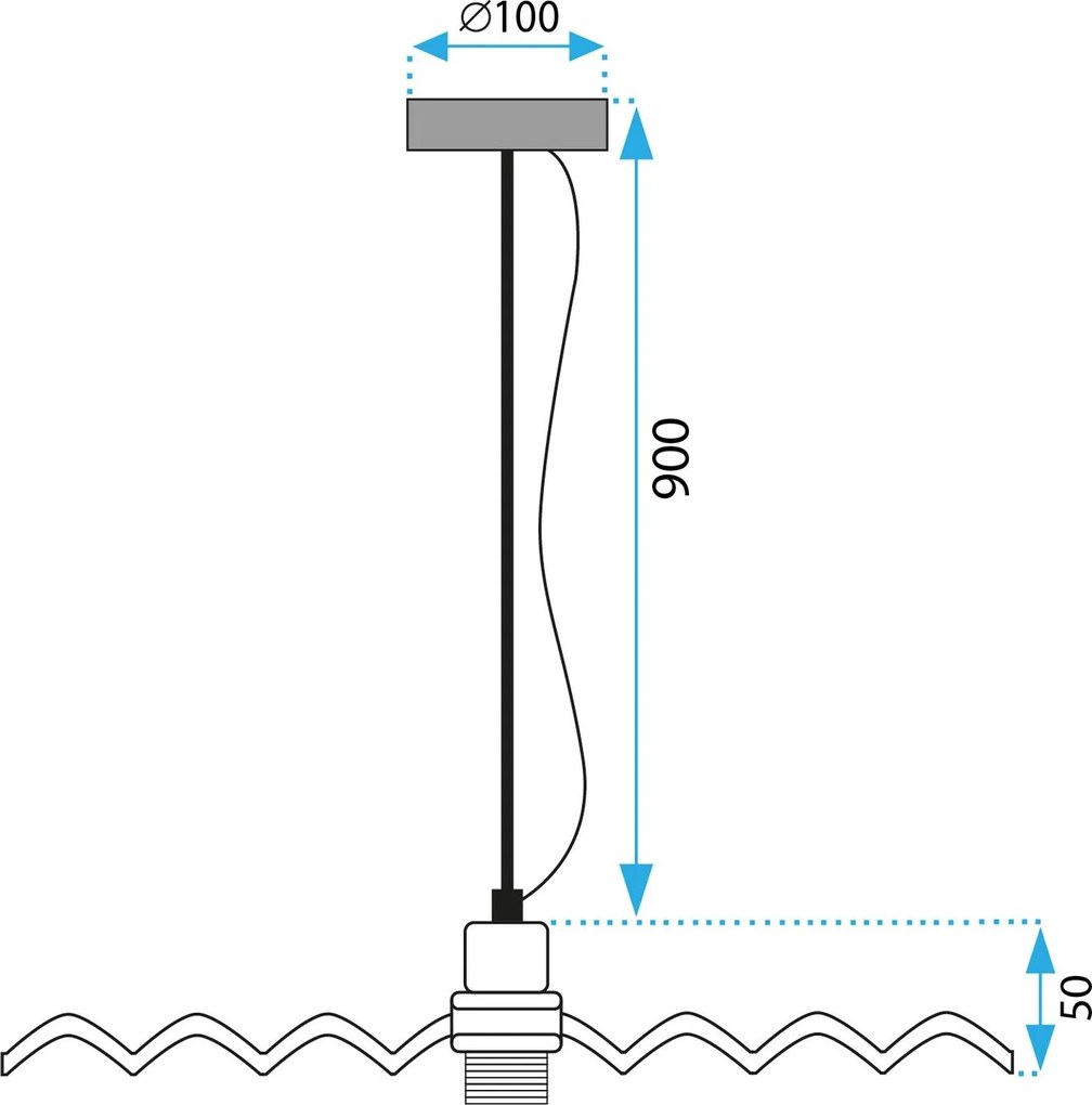 Toolight Toolight, stropné svietidlo 1xE27 APP1456-1CP, modrá matná, OSW-02443