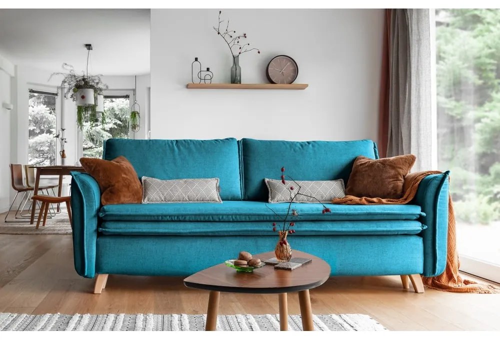 Tyrkysovomodrá rozkladacia pohovka 225 cm Charming Charlie – Miuform