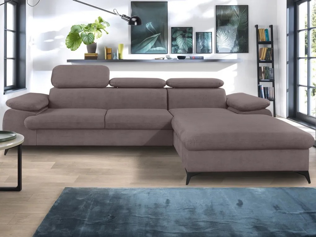 Rohová sedacia súprava Scala, staroružová látka, pravý roh