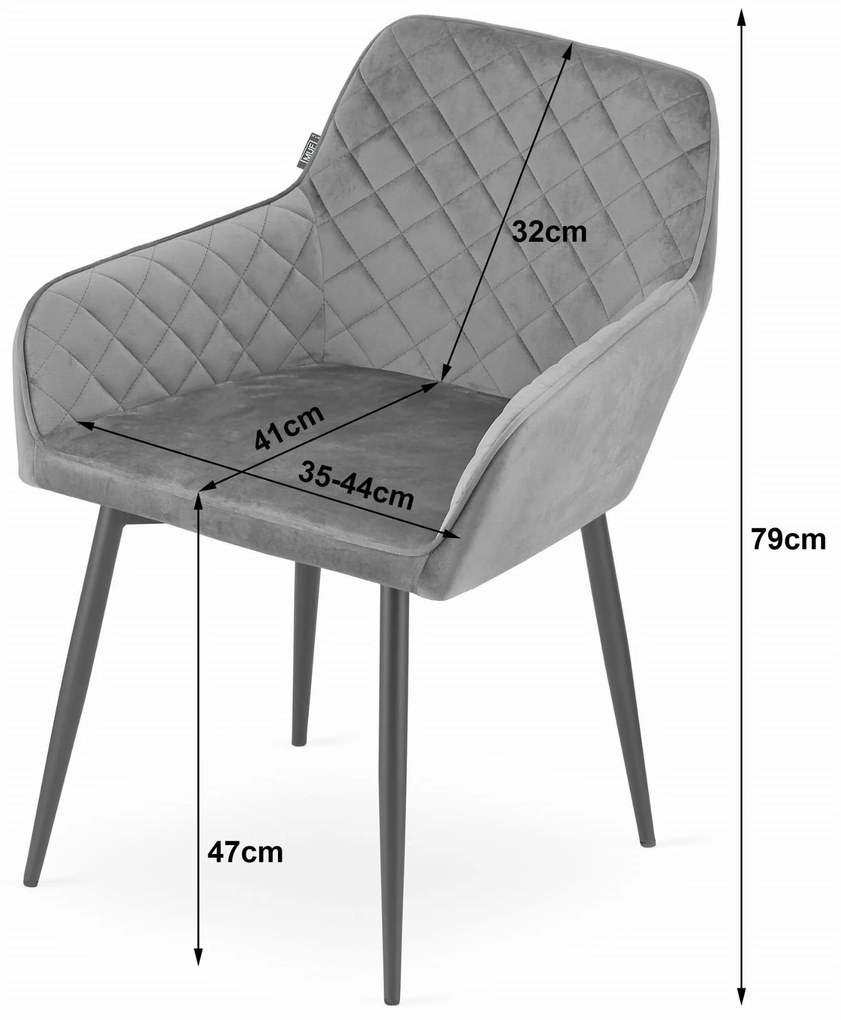 AKCIA Čierna zamatová stolička NOLA II. akosť