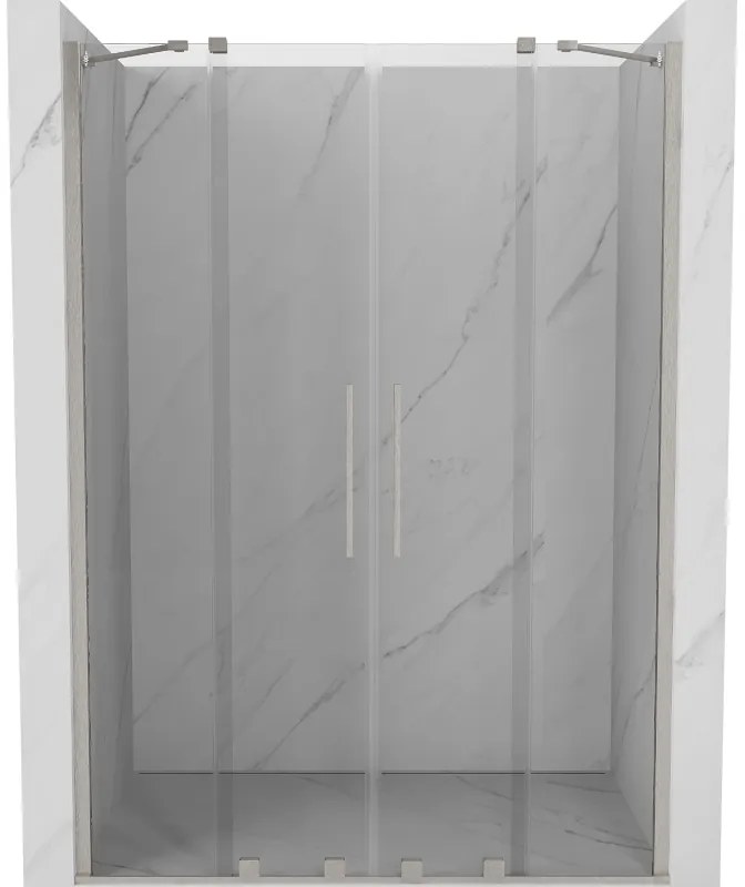 Mexen Velar Duo, posuvné sprchové dvere do otvoru 160 cm, 8mm číre sklo, brúsená oceľ, 871-160-000-02-97