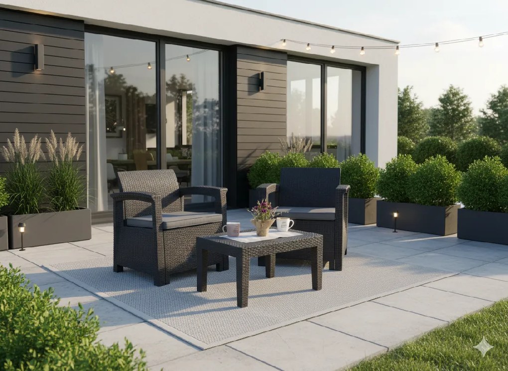 Garden Line ZÁHRADNÝ NÁBYTOK - ANTRACIT (2 KRESLÁ, STÔL)