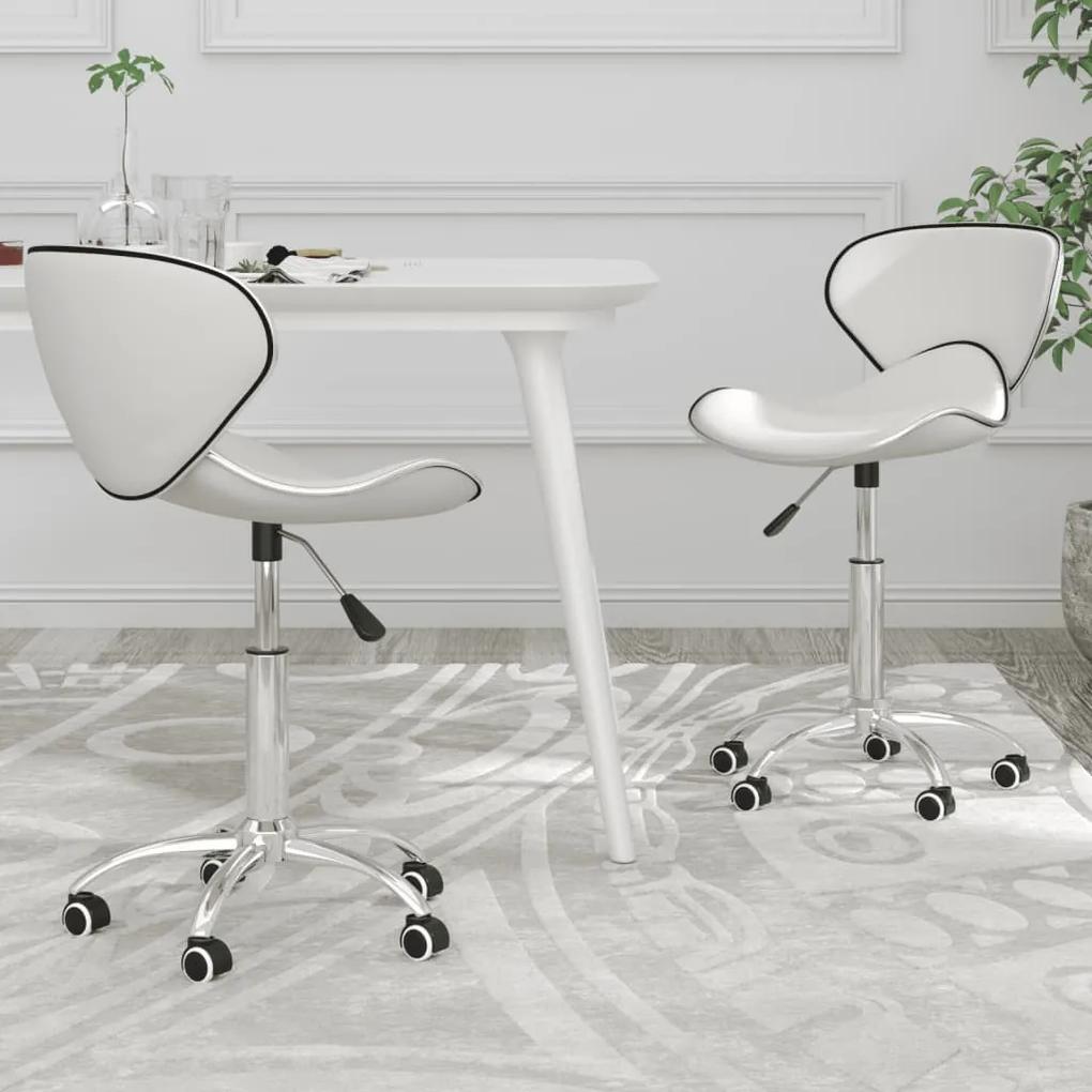 Otočné jedálenské stoličky 2 ks biele umelá koža