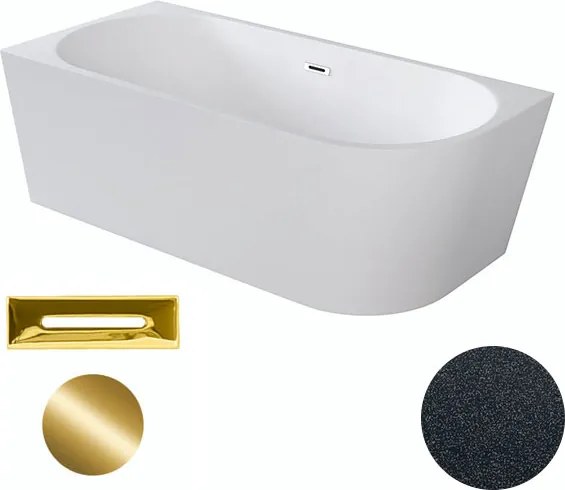 Besco Akrylátová voľne stojaca rohová vaňa Zoya Glam G 150x75 (170x80) biela/grafit BESCO-Typ výpuste: Click-Clack s prepadom, grafit, BESCO-Rozmery:…
