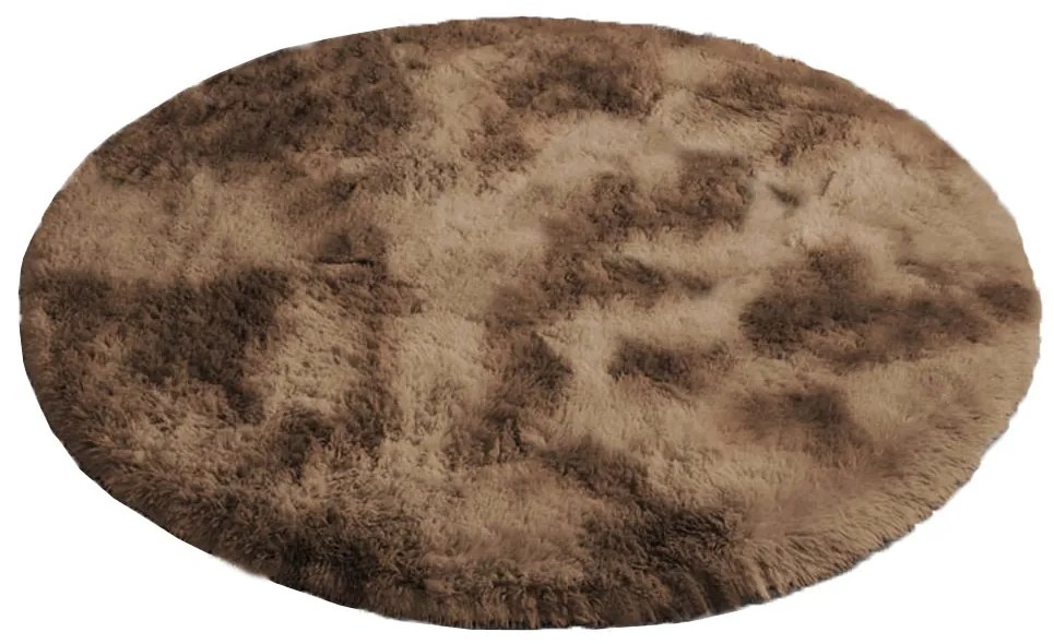 Hnedý okrúhly shaggy koberec Ombre Rozmer: 150 cm