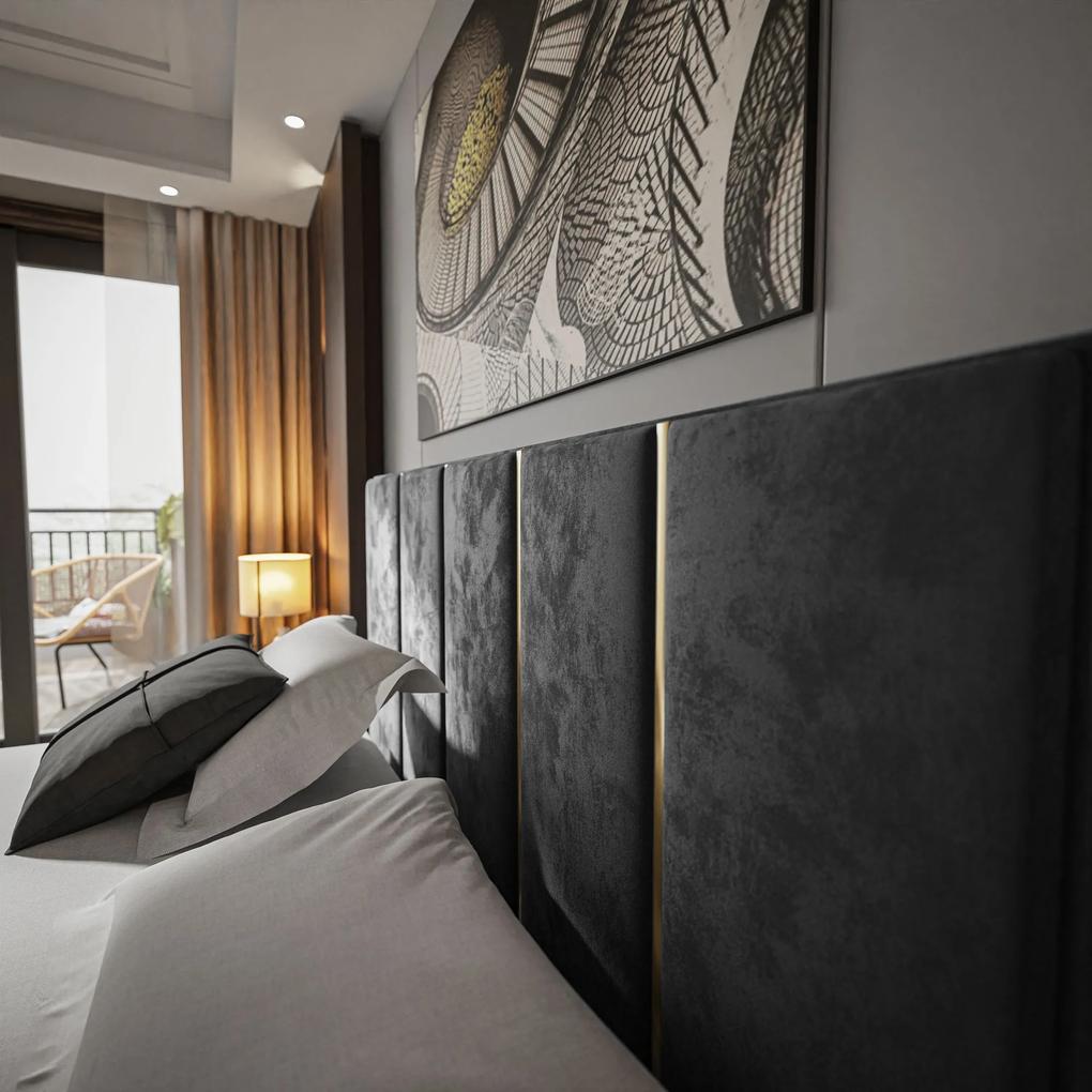 Dizajnová manželská posteľ TIFF 180x200 šedá zamatová látka Farba: Čierna, Veľkosť: 180 x 200 cm