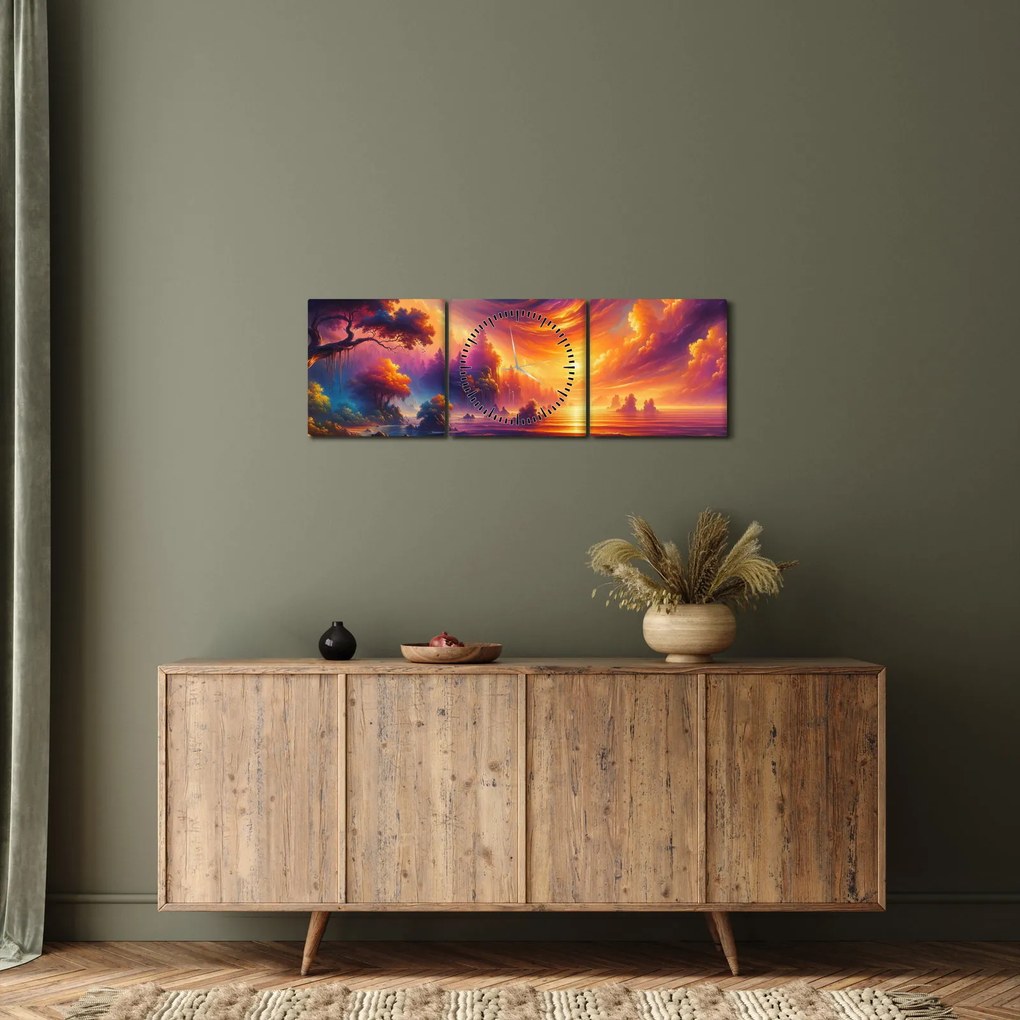 Obraz - Magický svet (s hodinami) (90x30 cm)