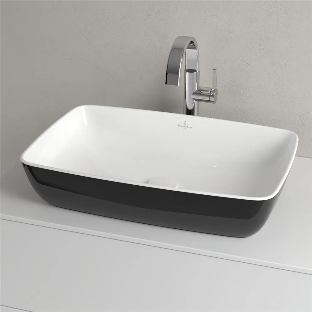 VILLEROY & BOCH Artis obdĺžnikové umývadlo na dosku bez otvoru, bez prepadu, 580 x 380 mm, Coal Black, 417258BCT8