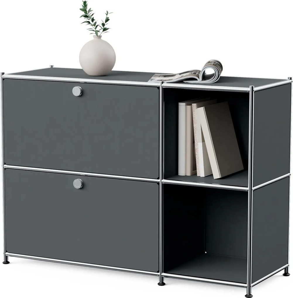 Kovová odkladacia skrinka »CN3« s 2 výklopnými priehradkami, sivá