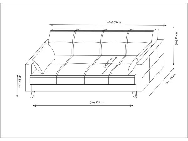 Trojmiestná rozkladacia pohovka KORFU svetlosivá
