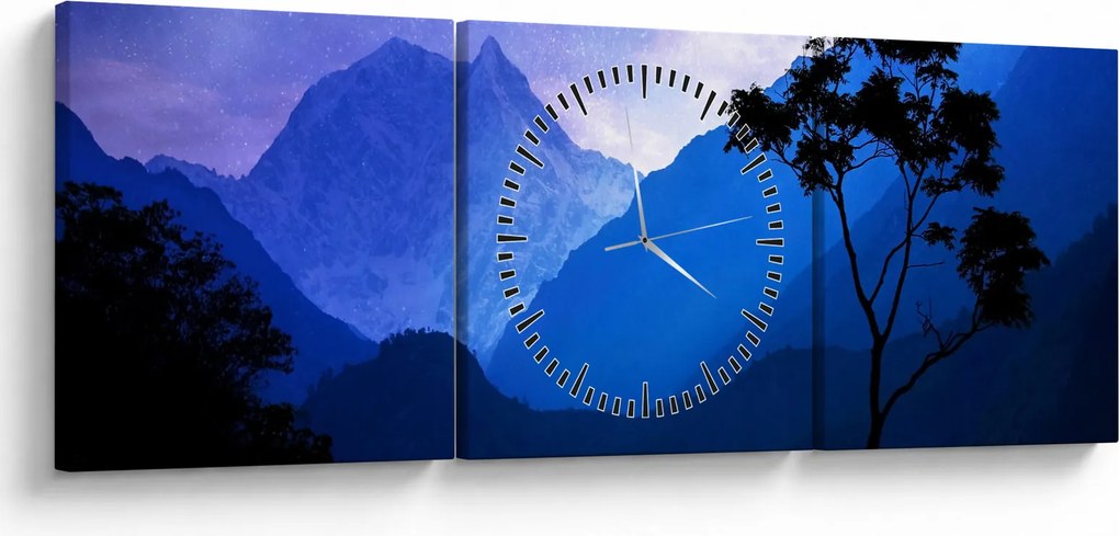 Obraz - Nočné nebo v Nepále (s hodinami) (90x30 cm)