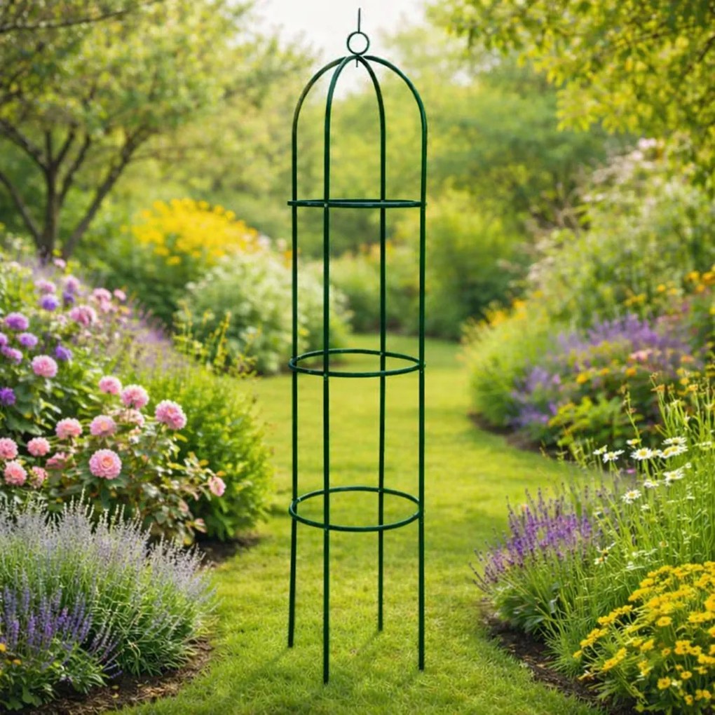 Záhradný obelisk pre kvety BestBerg BBFA-1010 / 190 × 40 cm / zelená
