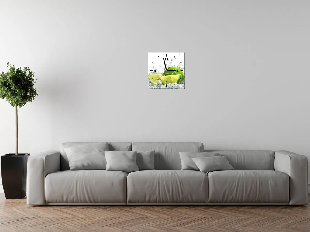 Gario Obraz s hodinami Zelená limetka Rozmery: 30 x 30 cm