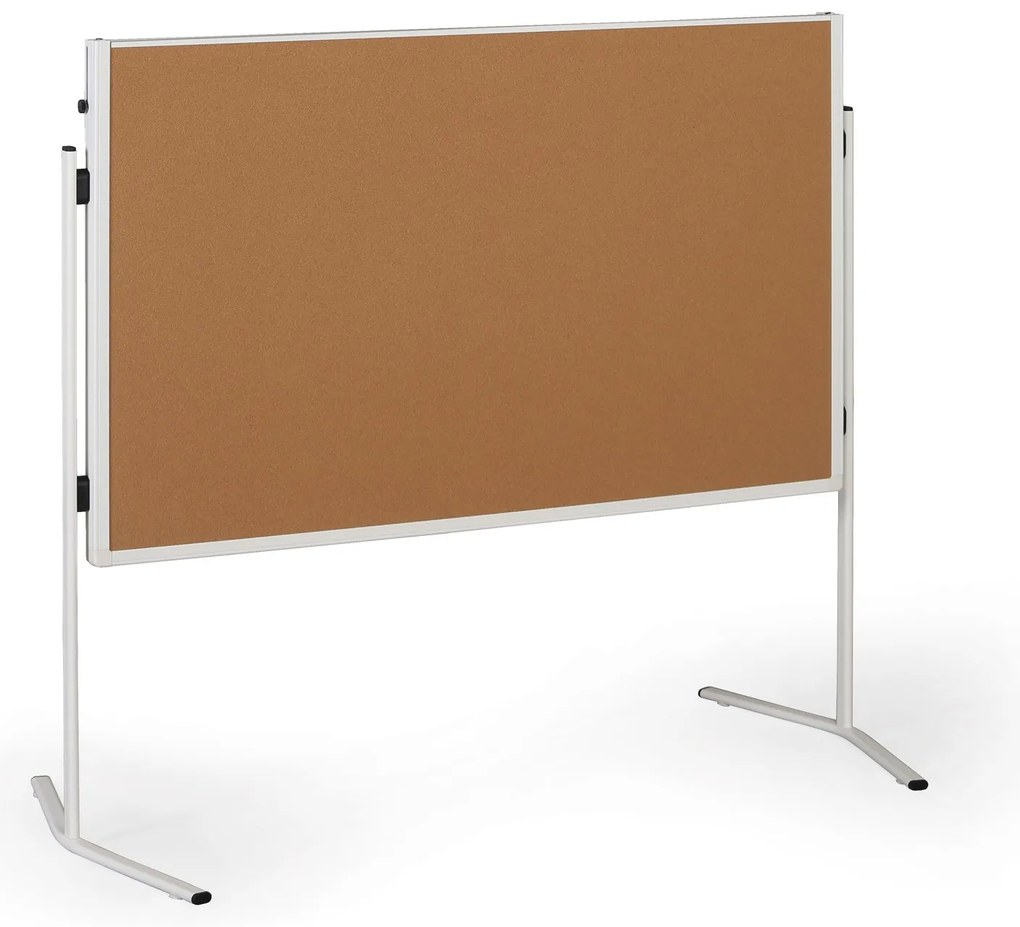 Informačná a moderačná tabuľa, 1200 x 1500 mm, korková, sklopná