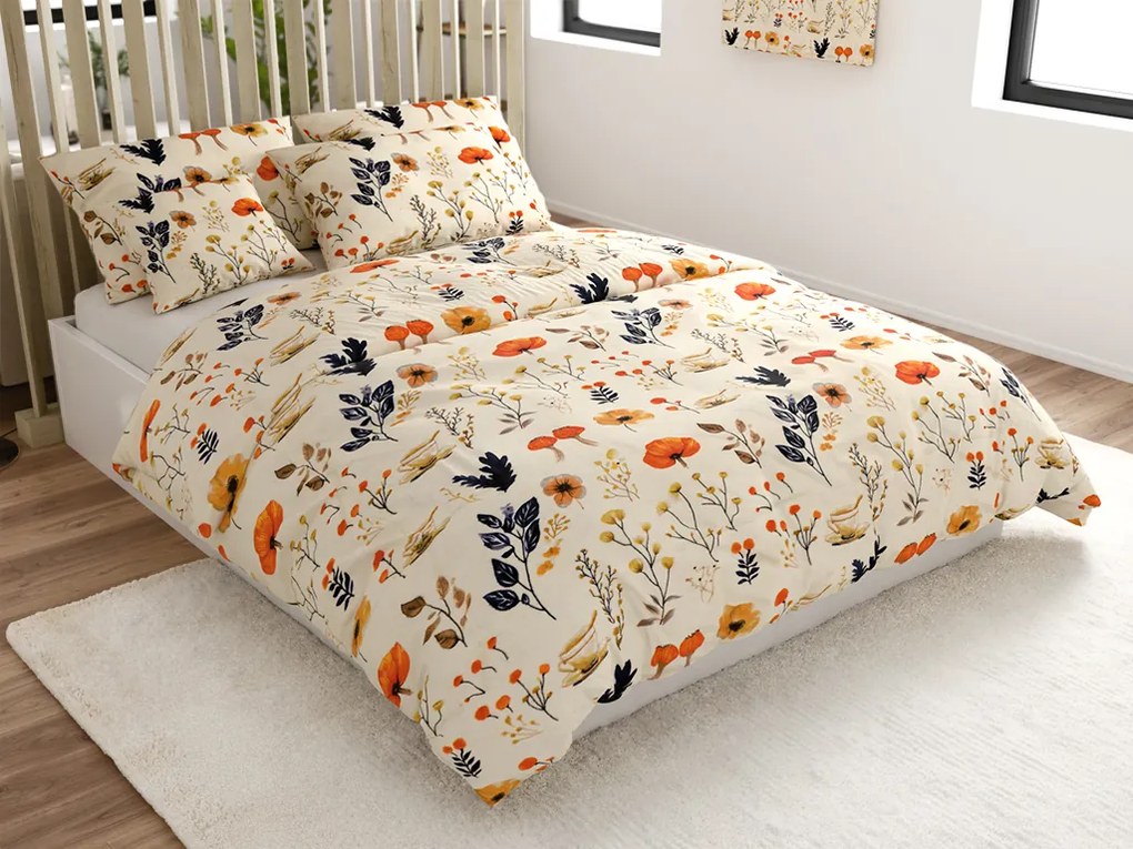 Mikroplyšové obliečky PAPAVA krémové Rozmer obliečky: 2 ks 70 x 90 cm | 200 x 220 cm