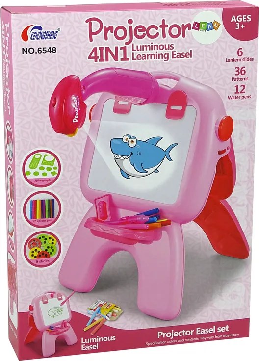 LEAN Toys Ružová obojstranná tabuľa Chalkboard Writers Standing Projector Pictures Pink
