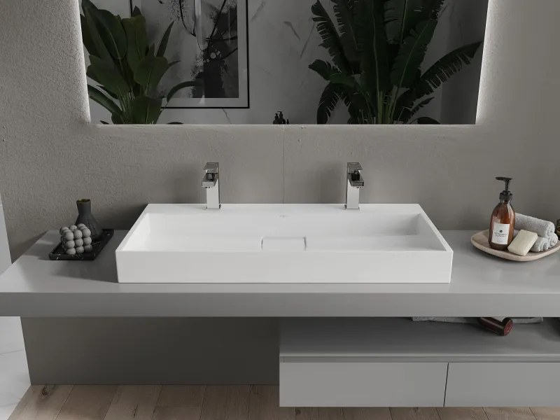 Mexen Ava zápustné umývadlo z konglomerátu 2/O 100 x 46 cm, biele - 23011002