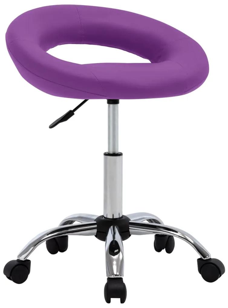 vidaXL Pracovná stolička na kolieskach, fialová, umelá koža
