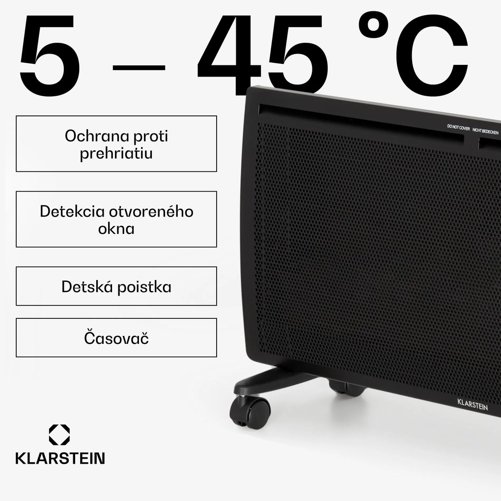 Klarstein HotSpot Wave Konvektorový ohrievač 2000 W Týždenný časovač Čierny