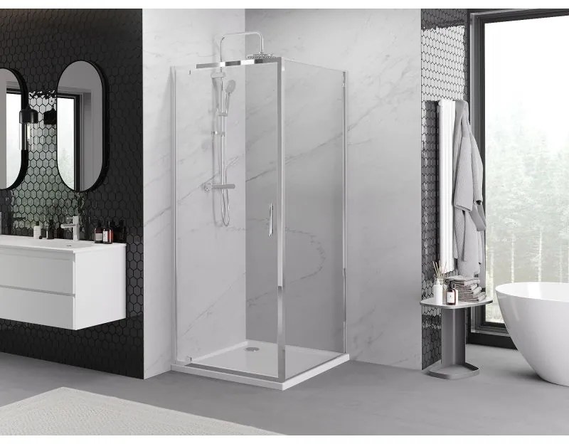 Mexen Exo, sprchovací kút s krídlovými dverami 90 x 90 cm, 6mm číre sklo, chrómový profil, 8181-090-090-01-00