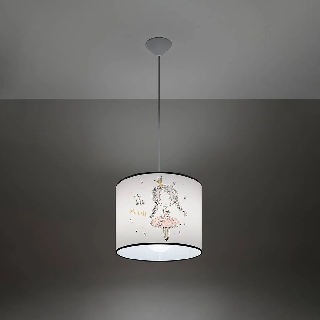 Sollux Lighting Detské závesné svietidlo Princess, 1x plastové tienidlo so vzorom, (fi 30cm)