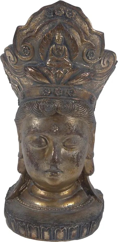 Šedo-zlatá dekorácia socha hlava Budha - 11*9*22 cm