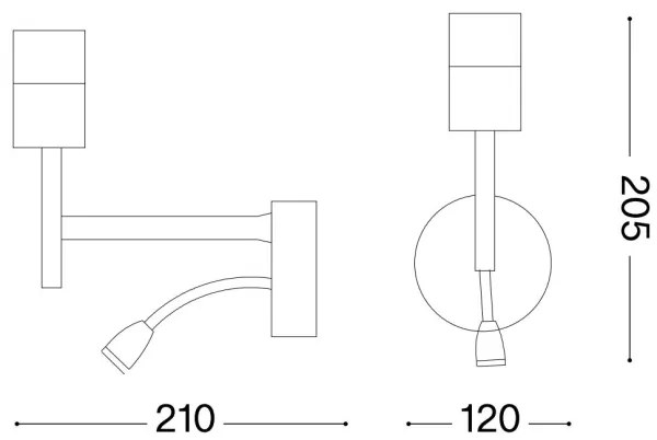 Ideal Lux - LED Flexib. lampa s montúrou SET UP 1xE27/42W+LED/3W/230V USB čierna